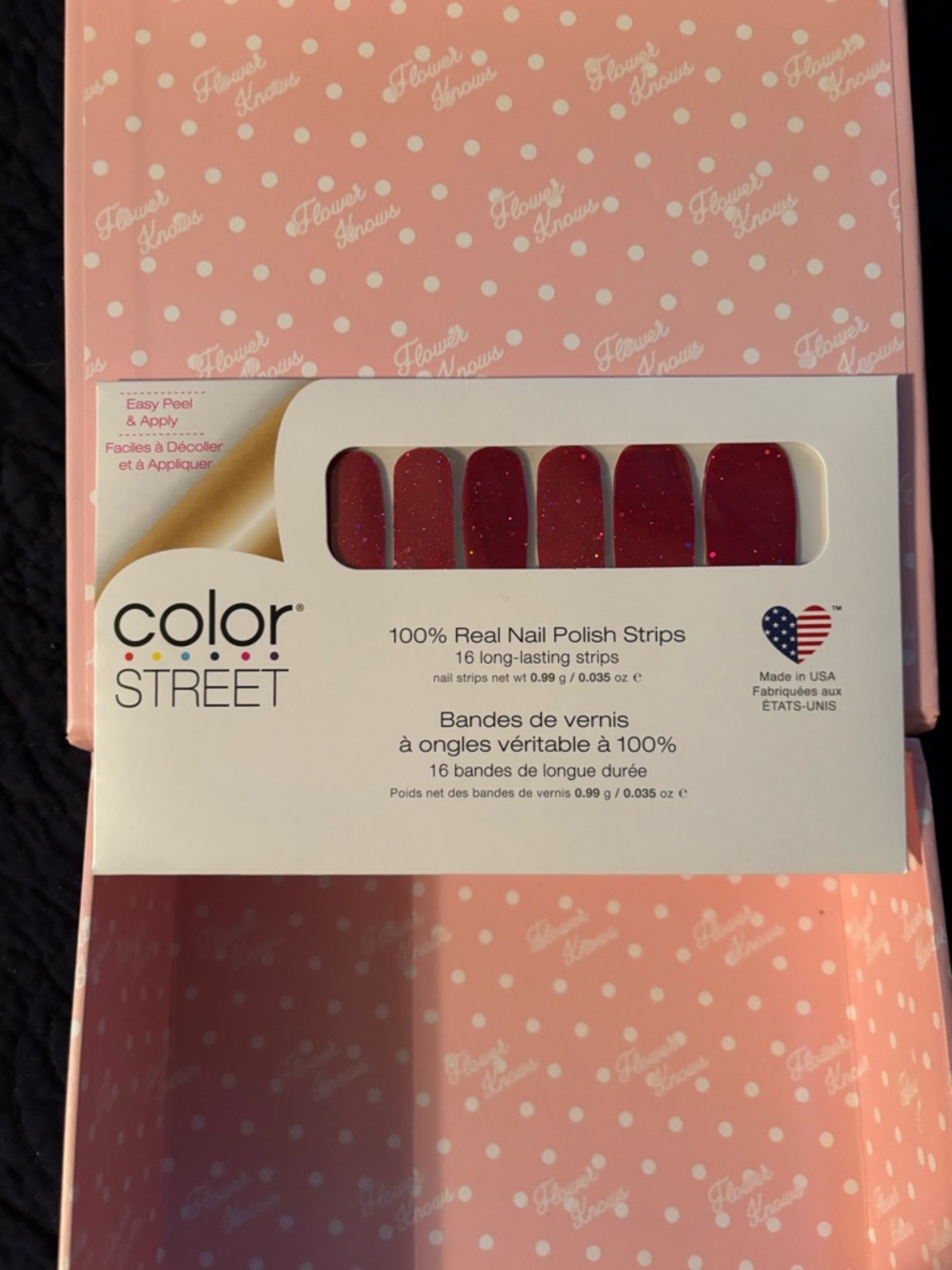 Color Street Sparkling Deep Red Press-On Nail Strips